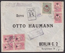 Turkey Ottoman Empire WW1 1916 registered CENSORED cover to Germany