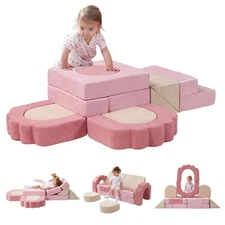 13-Piece Soft Play Climbing Toys for Toddlers 1-3, High-Density Foam Climbing...