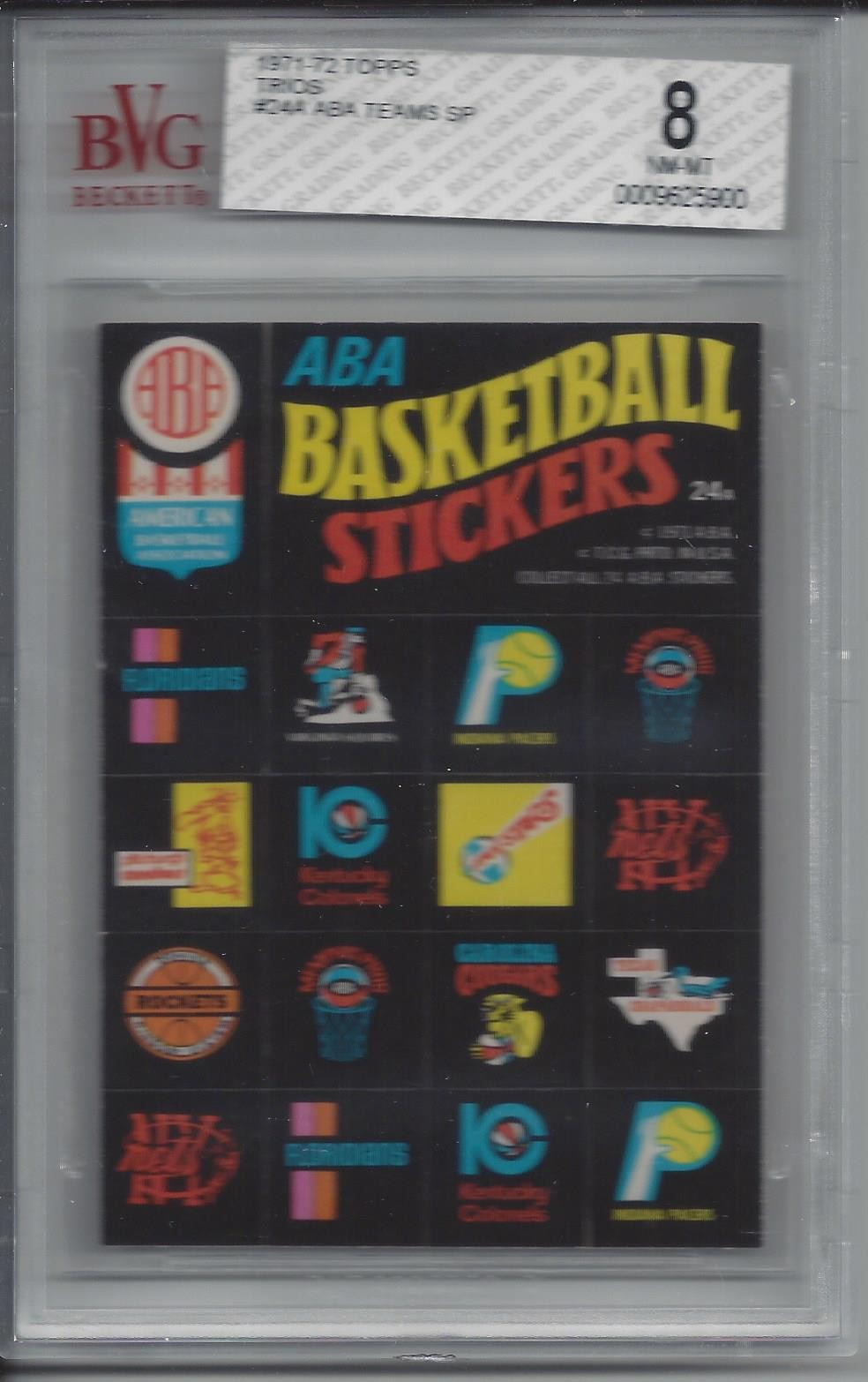 1971 Topps Trios Stickers #24 ABA Team Logos - BVG 8