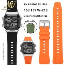 18mm Silicone Watch Straps For Casio AE-1200 AE-1300 A158 A159 SGW-300 400 W218H