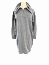 Nordstrom Gray Sweatshirt Dress 1/4 zip up small Tradwife Minimalist Lagenlook