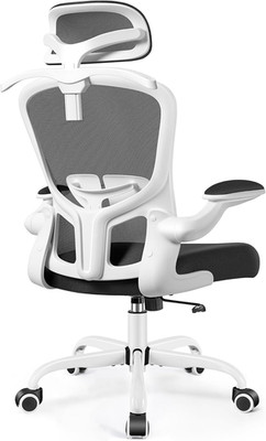 Ergonomic Office Chair with Headrest & Lumbar Support - White Mesh Design
