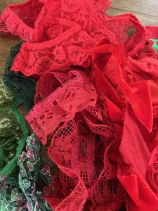 LACE TRIMS 11 + Yardage And Scraps Fabric Huge Lot Vintage Craft Sew Embellish