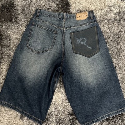 Vintage Y2K Roca Wear Jorts Skater Blue Design Men Size 32 Oversized