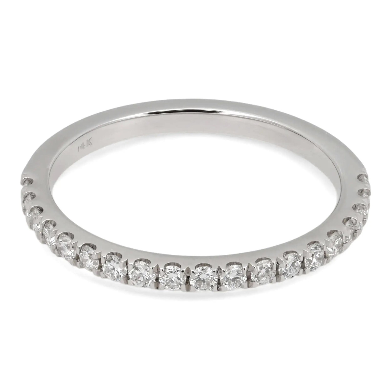 Natural Round Diamond Half Eternity Band Ring 14K White Gold 0.33Ctw