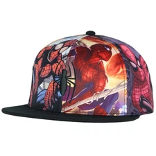 Marvel Comics Spiderman Allover Sublimated Scenes Design Adjustable Snapback Hat