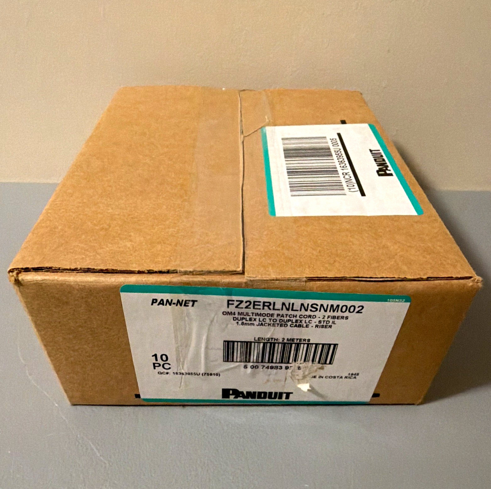Panduit FZ2ERLNLNSNM002 OM4 Duplex Multimode LC-LC Fiber Cable 2m Aqua 10pk D1