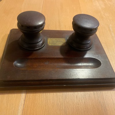 A teak inkstand made from the timber of the  HMS RENOWN 
