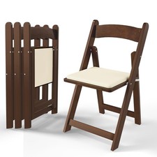 Wooden Folding Chairs, Walnut Brown, 4 Pack