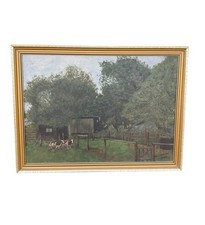 Pastoral landscape original oil painting signed cows painting framed