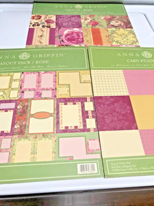 Anna Griffin Scrapbook kit ROSE Card Stock Vellum Layout Pack 12x12 (3) Tablets