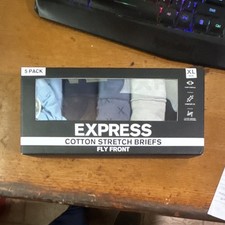 Express Men's Cotton Stretch Briefs Fly Front Tagless Breathable 5-Pack XL