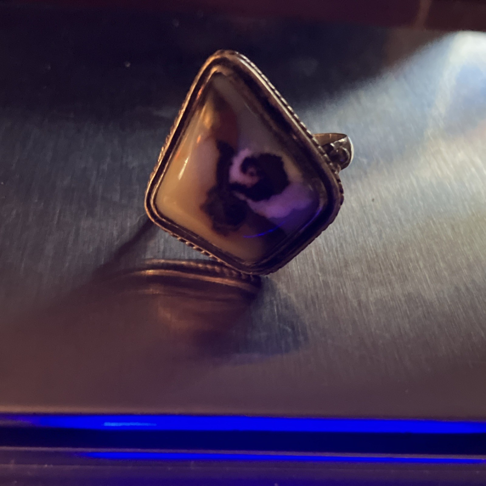 925 Silver agate spiral pattern Ring Natural ston… - image 3