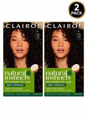 (2 Pack) Clairol Natural Instincts Vegan Color 4 Dark Brown (Package Varies) M13