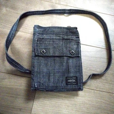 Porter shoulder bag in black denim Yoshida JP BAG