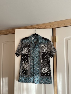 Dolce & Gabbana Pattern Loop Collar Button-Up Shirt Size 39 15 1/2