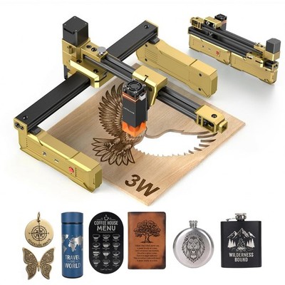 Laser Engraver Portable Cutter Foldable 3000mW, GOLD-BLACK