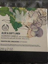The Body Shop Aloe & Soft Linen Scented Candle 200 G Paraffin-Free Unbleached