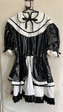 Black Patent PVC Frilly Maids Dress With White Frilly Apron