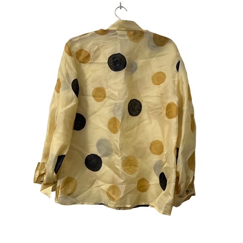 MaxMara Womens Beige Black Polka Dot Italy Silk Organza Button Shirt Blouse Sz 4 - Picture 4 of 6