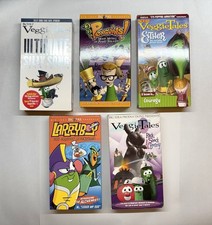Veggietales 5 VHS Lot Larryboy Esther 321 Penguins Ultimate Silly Song Benny