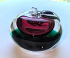 Vintage Murano Glass Apple Paperweight Alfredo Barbini ? Sommerso MCM Label
