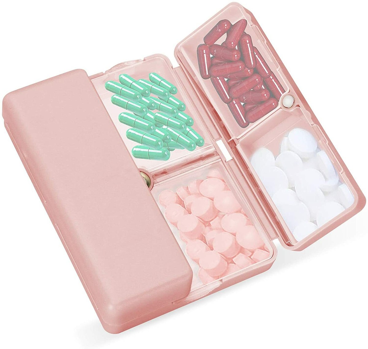 FYY Daily Pill Organizer,2 Pcs 7 Compartments Portable Pill Case Travel,Folding Design Pill Box For Purse Pocket To Hold Vitamins,Cod Liver - View #10