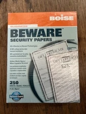 Boise Business Beware Security Papers  8.5"x11"  Teal  250 Sheets  24#      (42)