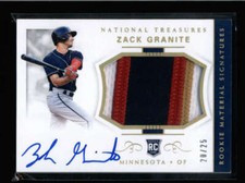 ZACK GRANITE 2018 NATIONAL TREASURES ROOKIE 3-CLR PATCH AUTO #20/25 AK7700