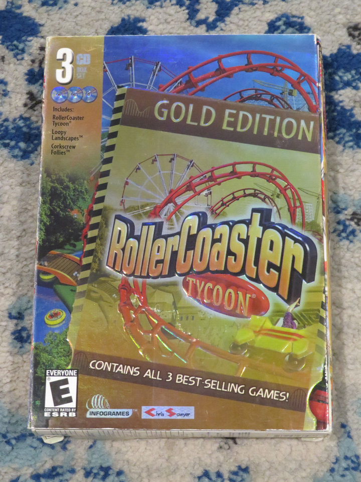 RollerCoaster Tycoon Gold Edition CIB 2002 Infogrames Corkscrew Loopy