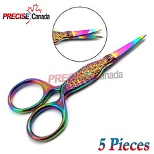 NEW 5 PCS FISH Style Mini Sewing Scissors 3.5'' Titanium-Color Perfect Points