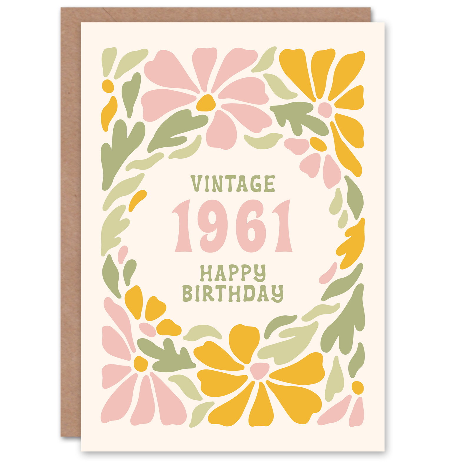 Vintage Retro Pastel Floral Her Born 1961 Aged 64 Years Old 64th Birthday Card
