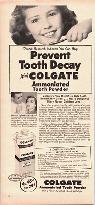 Colgate Tooth Girl Colgate Ammoniated Tooth Powder, 1950 Today's Woman VTG Print Ad, Girl ...