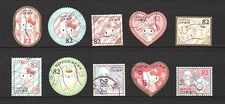 JAPAN 2016 GREETINGS SANRIO CHARACTER HELLO KITTY 82 YEN COMP. SET 10 STAMP USED