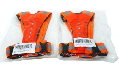 2PK LED Reflective Running Vest High Visibility Warning Lights Battery Included!