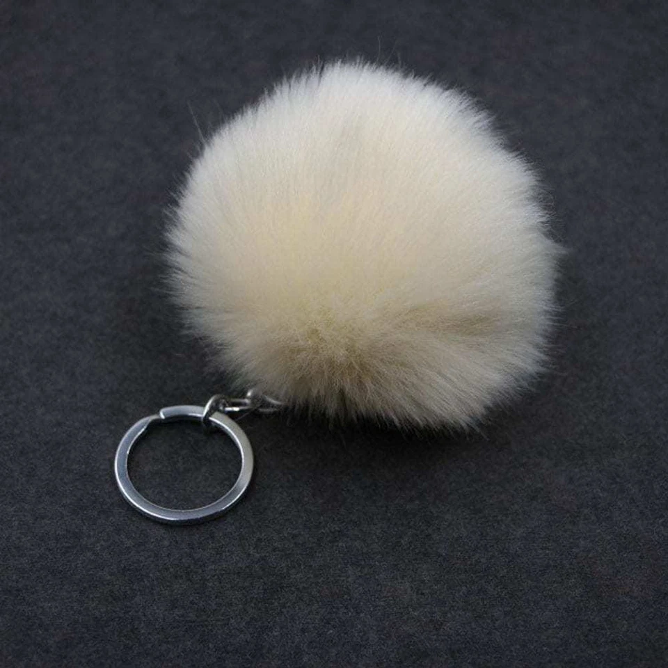 ✅ Porte Clé Bijoux Sac Pompon Doux Fourrure Femme Mode Idèe Cadeau Voiture Fille - Photo 3/4