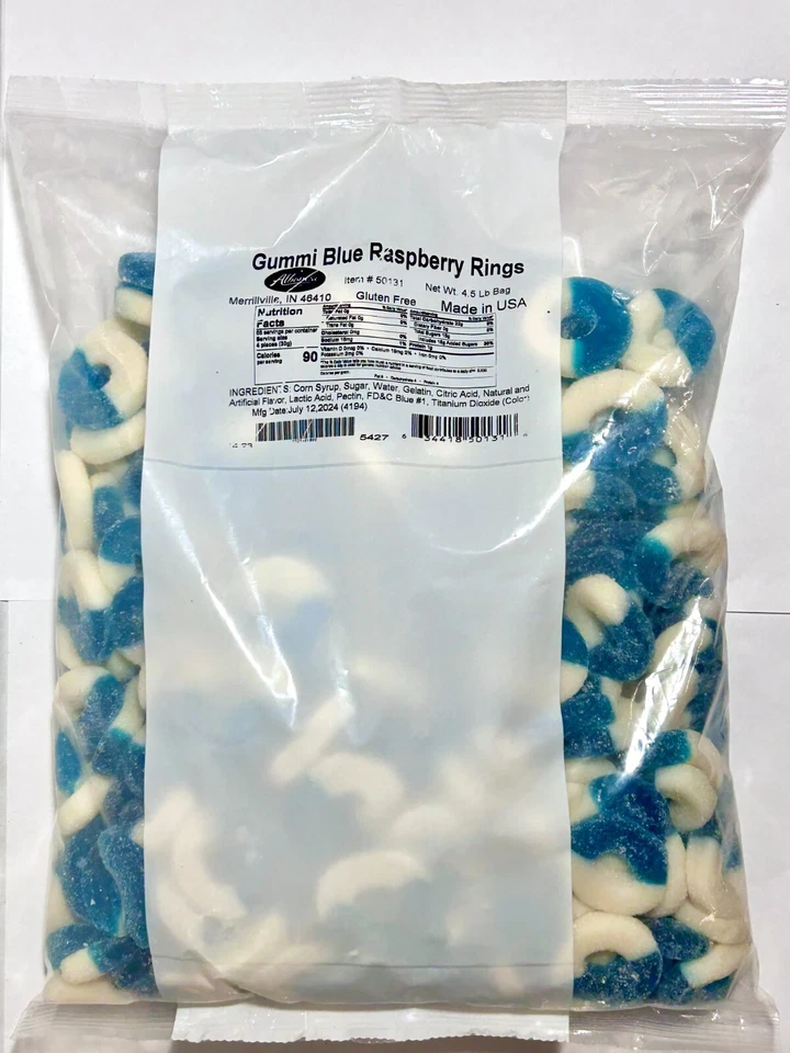 Caramelo anillo gomoso frambuesa azul 8 oz 1 lb 2 lb 3 lb 4 lb 4,5 lb bolsa caramelo fresco Foto 4 de 4