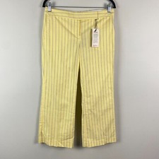 Express Crop Editor Low Rise Straight Leg Pants Size 6 Yellow Stripe