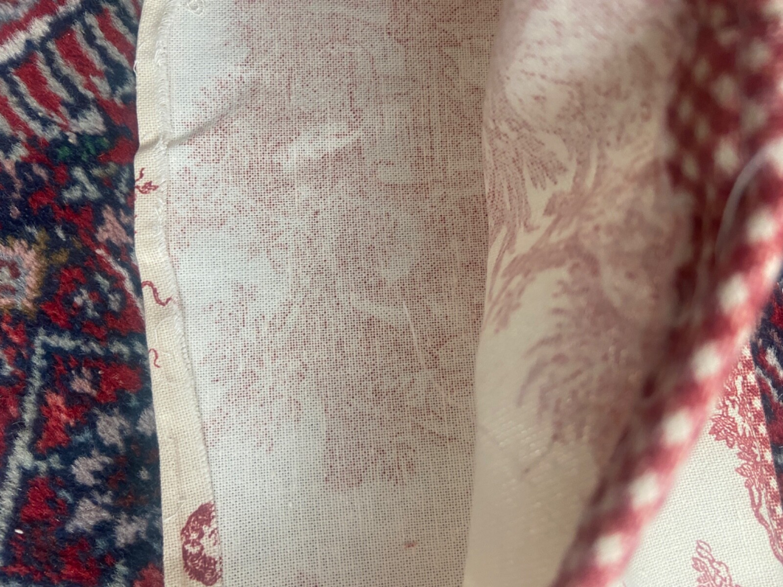 4 Sets Hand Made Toile Dining Chair Seat Covers & Matching Chair Top Slip Covers