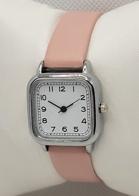 Women\'s Pink/Silver Square Classic Vintage Dial Leather Strap Cute Wrist Watch Vintage Pink Panther Ladies Quartz Watch C. 2000s | Square  main image 2