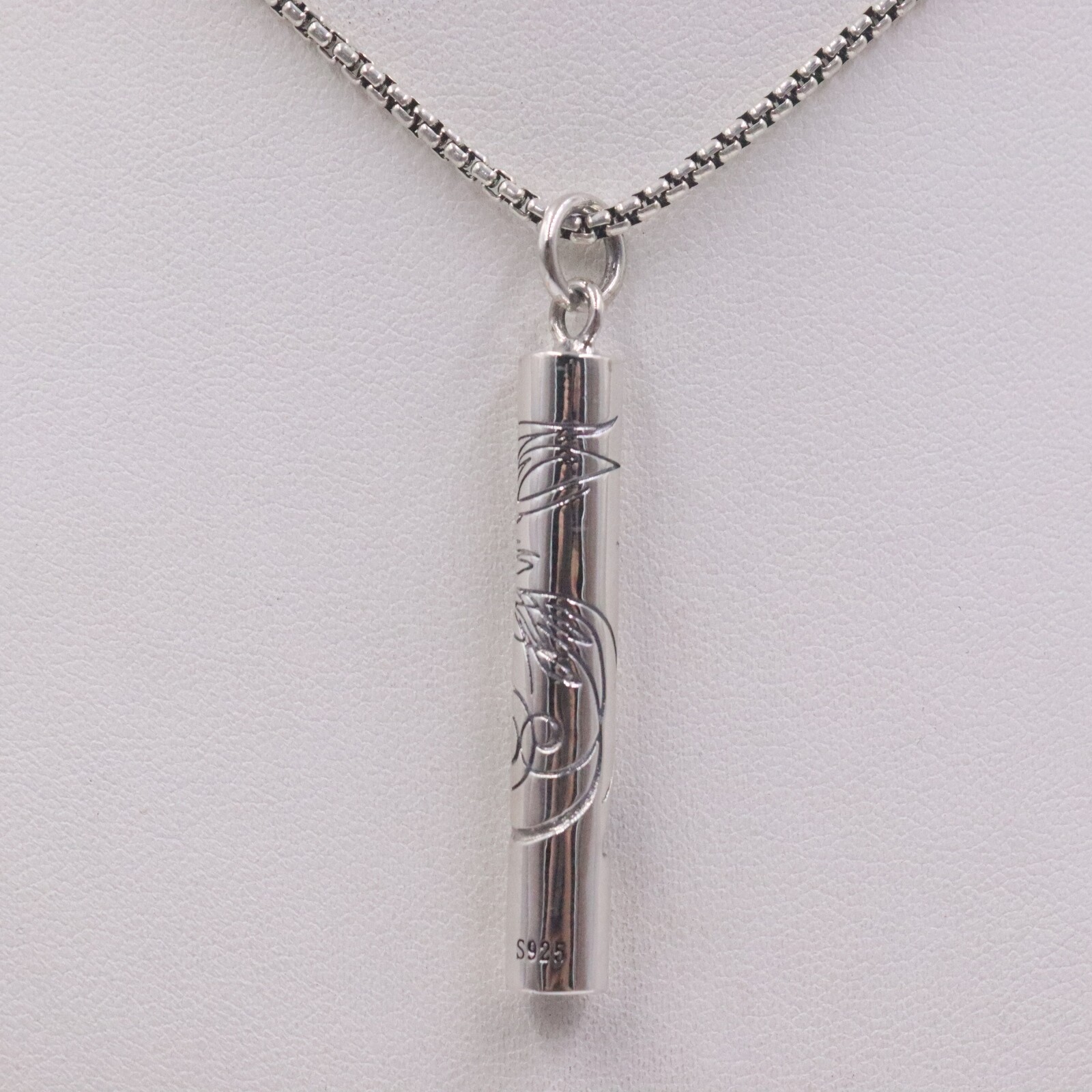 Sterling Silver Carved Whistle Pendant for Men and Women