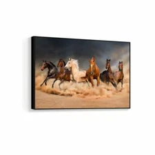 wall26 - Black Framed Canvas Wall Art - Running Horse - 16"x24" inches