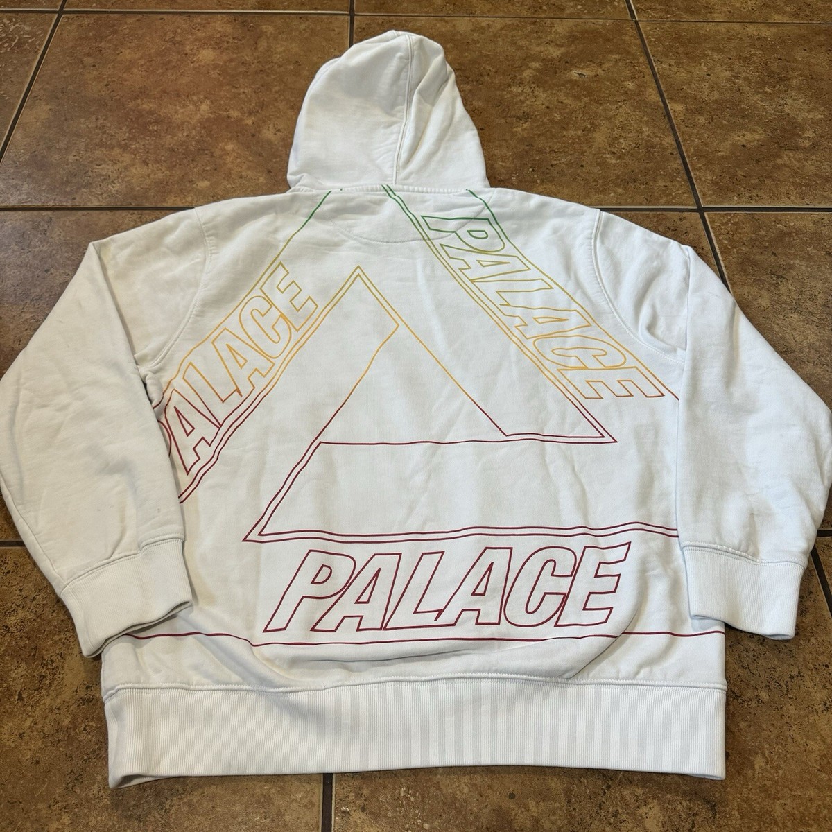 Palace Hoodie Sweatshirt Tri Ferg skate White Rainbow 3D Size