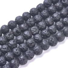 15.3" Black Natural Lava Beads Dyed Tiny Round Loose Spacer Beads Crafting 4~8mm