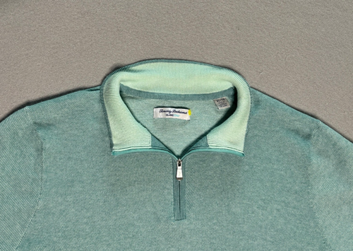 Tommy Bahama Mens XL Quarter Zip Pullover Island Zone Sweater Seafoam Green - Bild 2 von 8