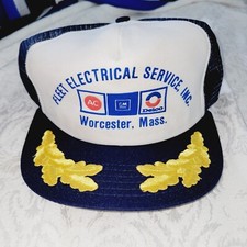 Vintage Trucker Hat Made In USA Fleet Electrical Service Worcester, MA Snapback