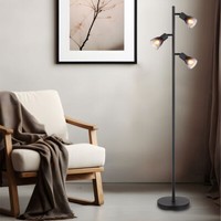 Stehleuchte Schlafzimmerleuchte Stehlampe Glas Rauchfarben 3 Flammig H 161 Cm