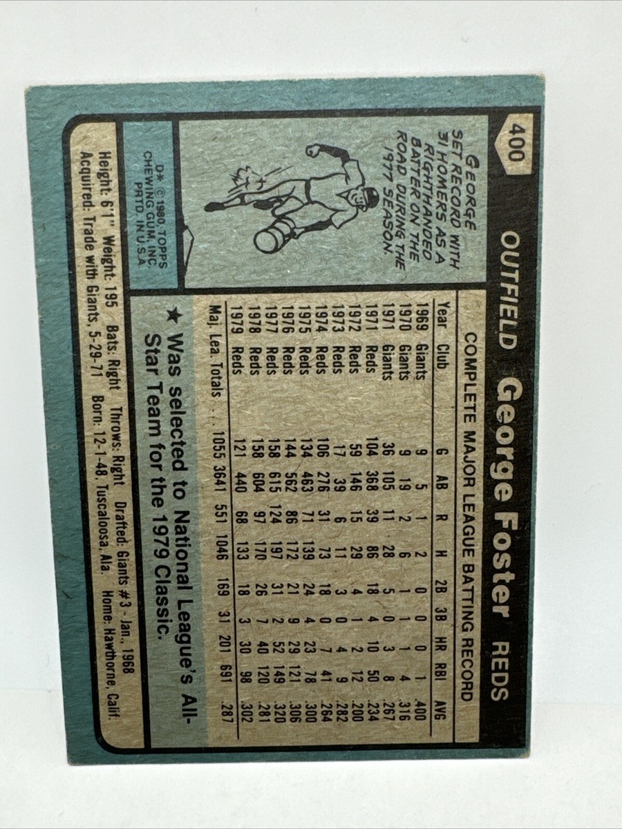 George Foster autographed Baseball Card Cincinnati Reds 1980 Topps