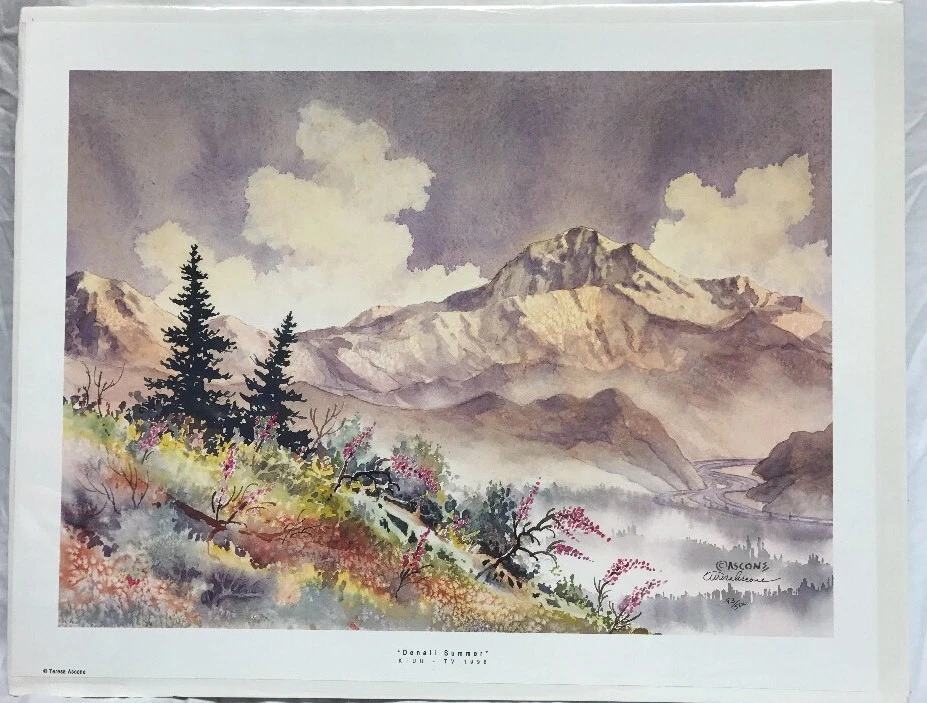 Teresa Ascone Denali Sommer Alaska Kunst signierter nummerierter Druck ungerahmt 22"x17"
