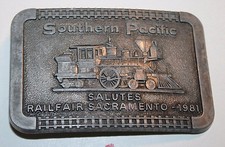 Vintage 1981 Southern Pacific Railfair Railroad Sacramento Belt Buckle Train